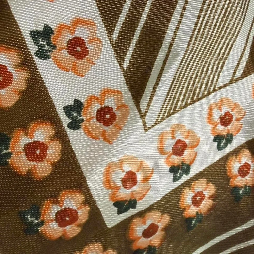 Brown floral silk scarf, possibly vintage